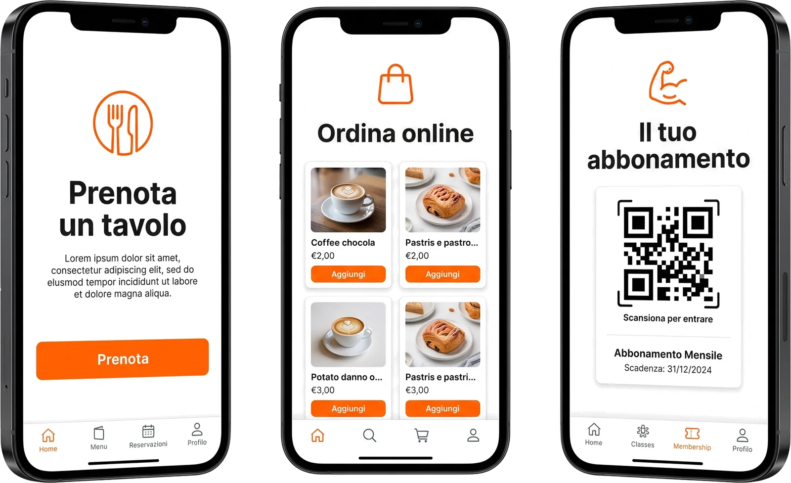 App von DirezioneX: Tisch reservieren, online bestellen, Abo mit QR Code